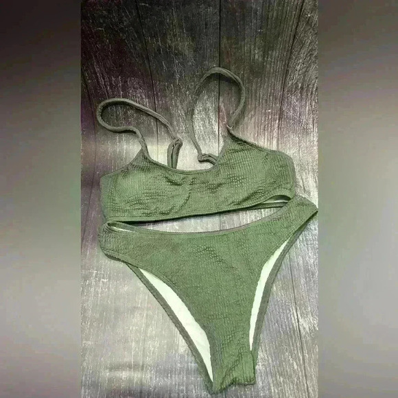 Bikini Sets for Women Solid Textured Bikini Bathing Suits 2 Piece Swimsuit - Picture 1 of 14